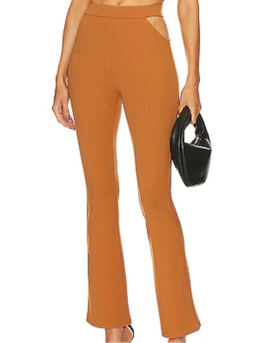 MICHAEL COSTELLO x REVOLVE Tory Pants Flare Cut Out Side Caramel Brown Size S